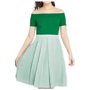 ModCloth woman’s 2xl 60'sRetro Dress Plaid Green White Boatneck Dress career